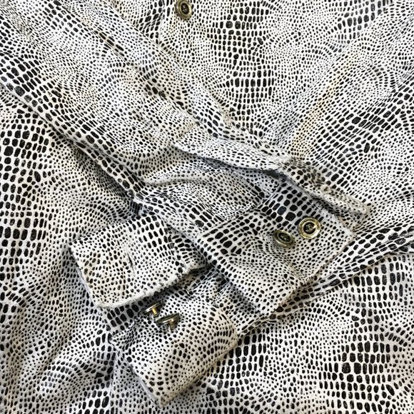 70's Style Gigolo Blk Wh Snakeprint Embossed Velveteen Shirt - Picture 5 of 10